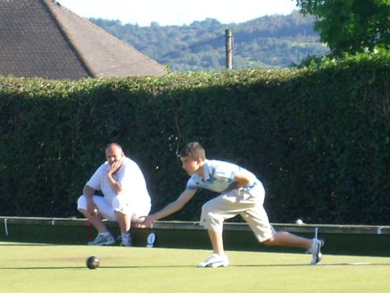 Daniel Ball in action, with dad Mike watching.